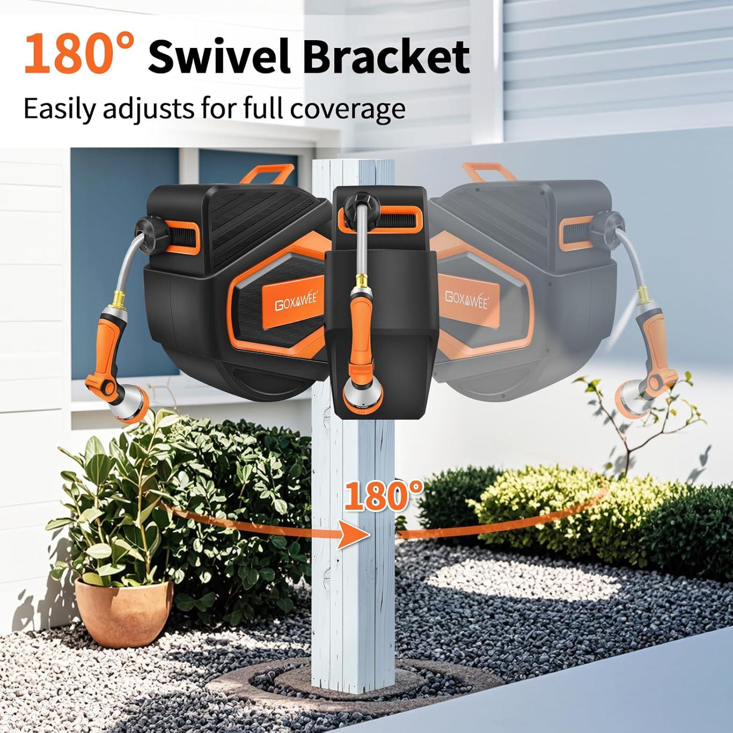 Carrete de Manguera Retráctil GOXAWEE 30.48 m Naranja