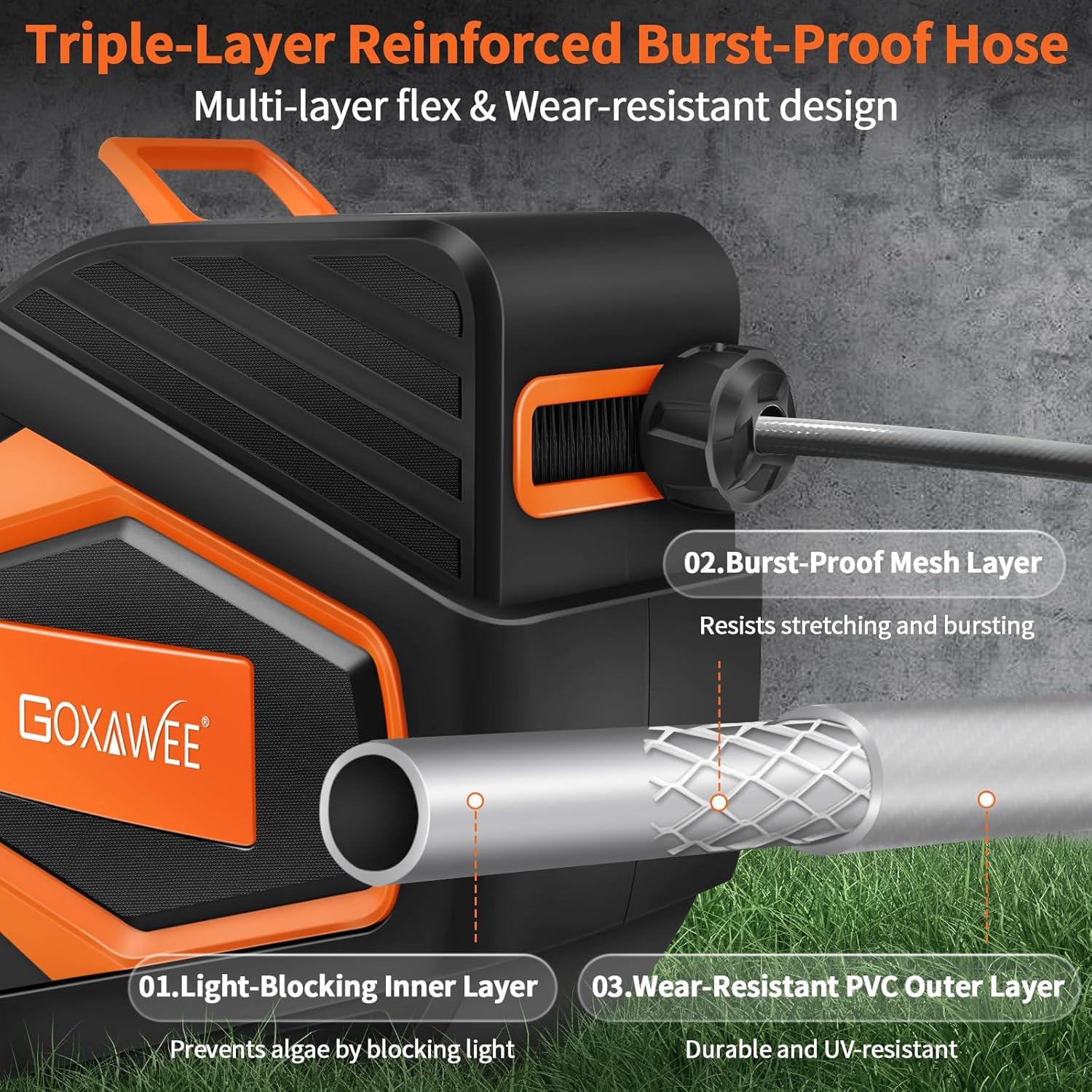 Carrete de Manguera Retráctil GOXAWEE 30.48 m Naranja