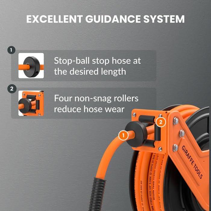 Carrete Retráctil de Manguera de Aire Giraffe Tools TA15B 15.24m