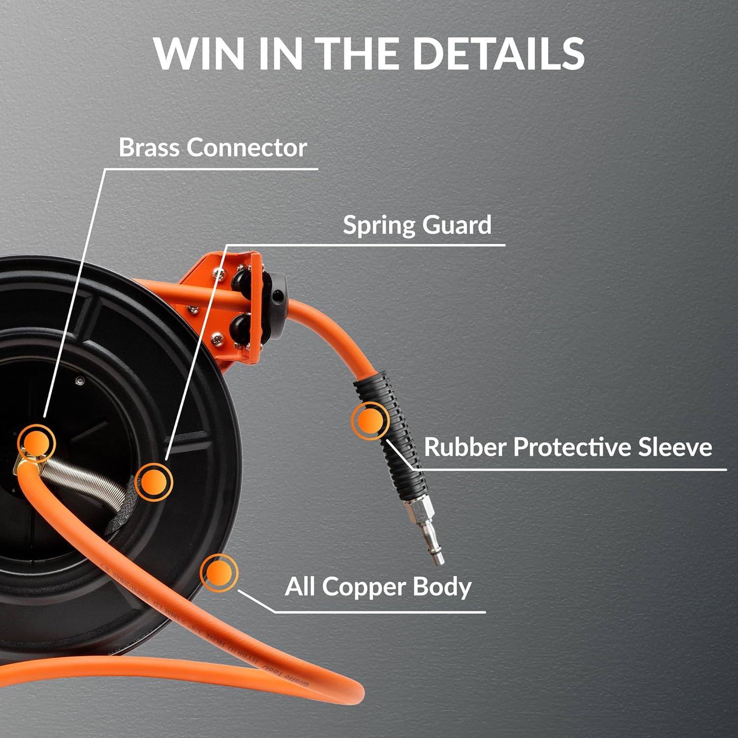 Carrete Retráctil de Manguera de Aire Giraffe Tools TA15B 15.24m