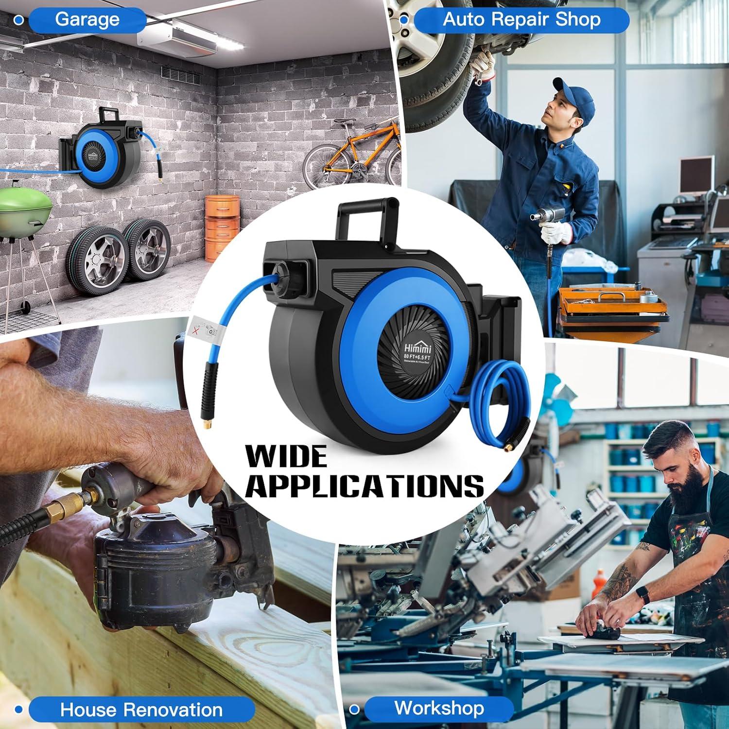 Reel de Manguera de Aire Retráctil 24.38m Himimi Azul