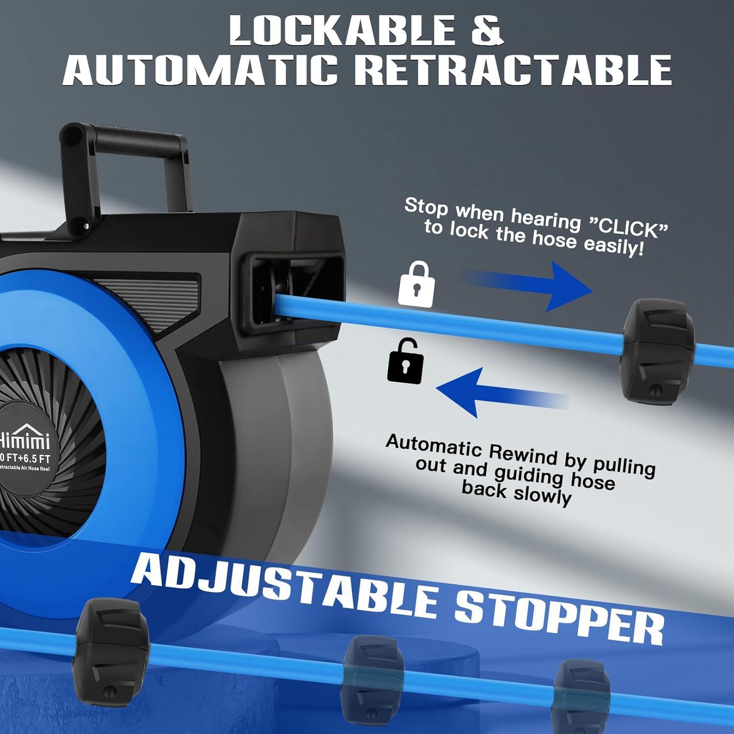 Reel de Manguera de Aire Retráctil 24.38m Himimi Azul