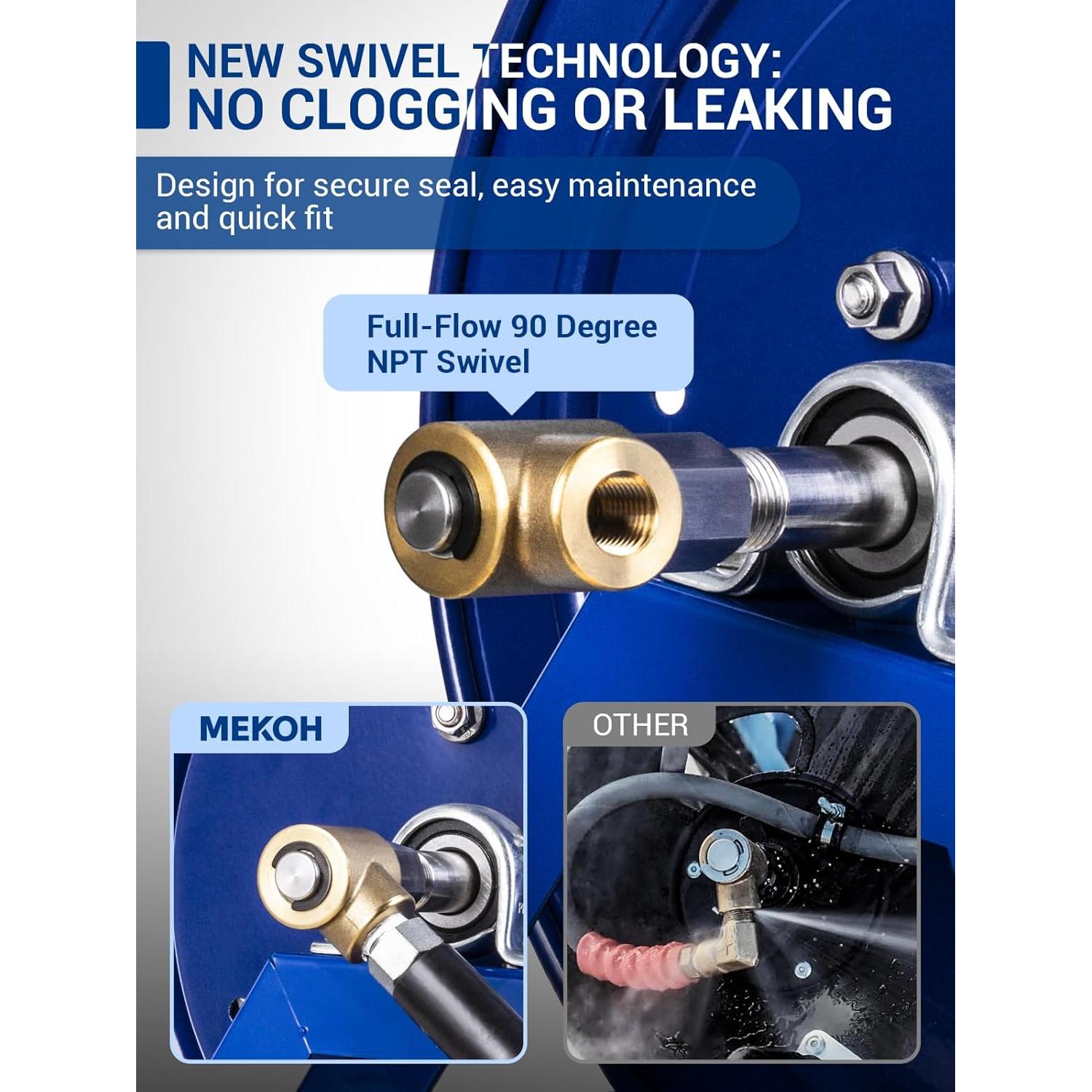 Carrete de Manguera Manual MEKOH 350ft Acero 5000PSI