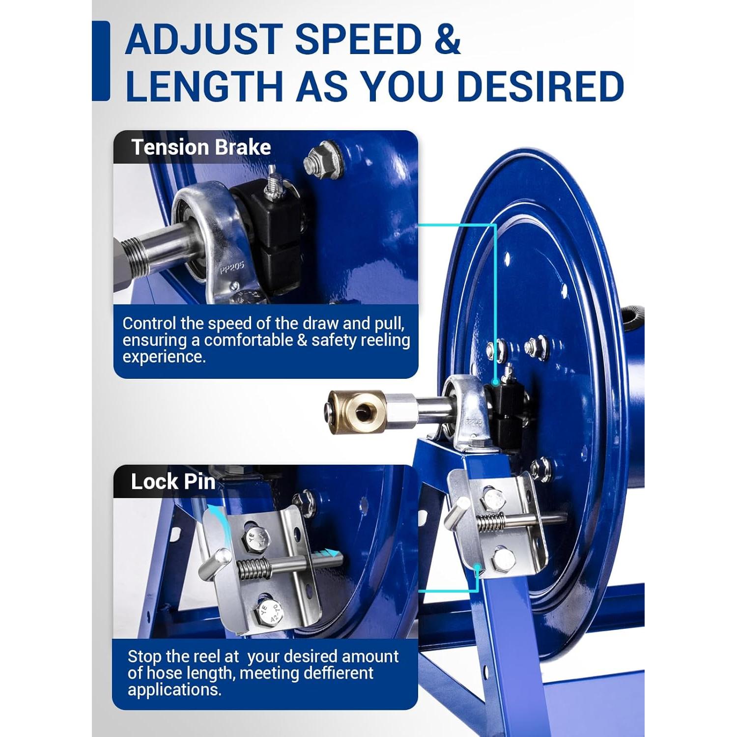 Carrete de Manguera Manual MEKOH 350ft Acero 5000PSI