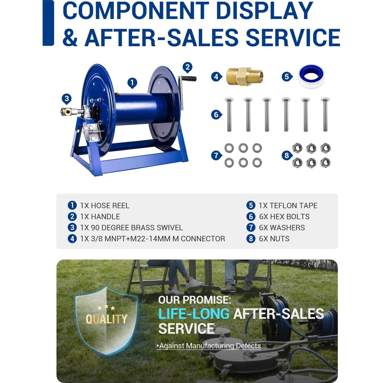 Carrete de Manguera Manual MEKOH 350ft Acero 5000PSI