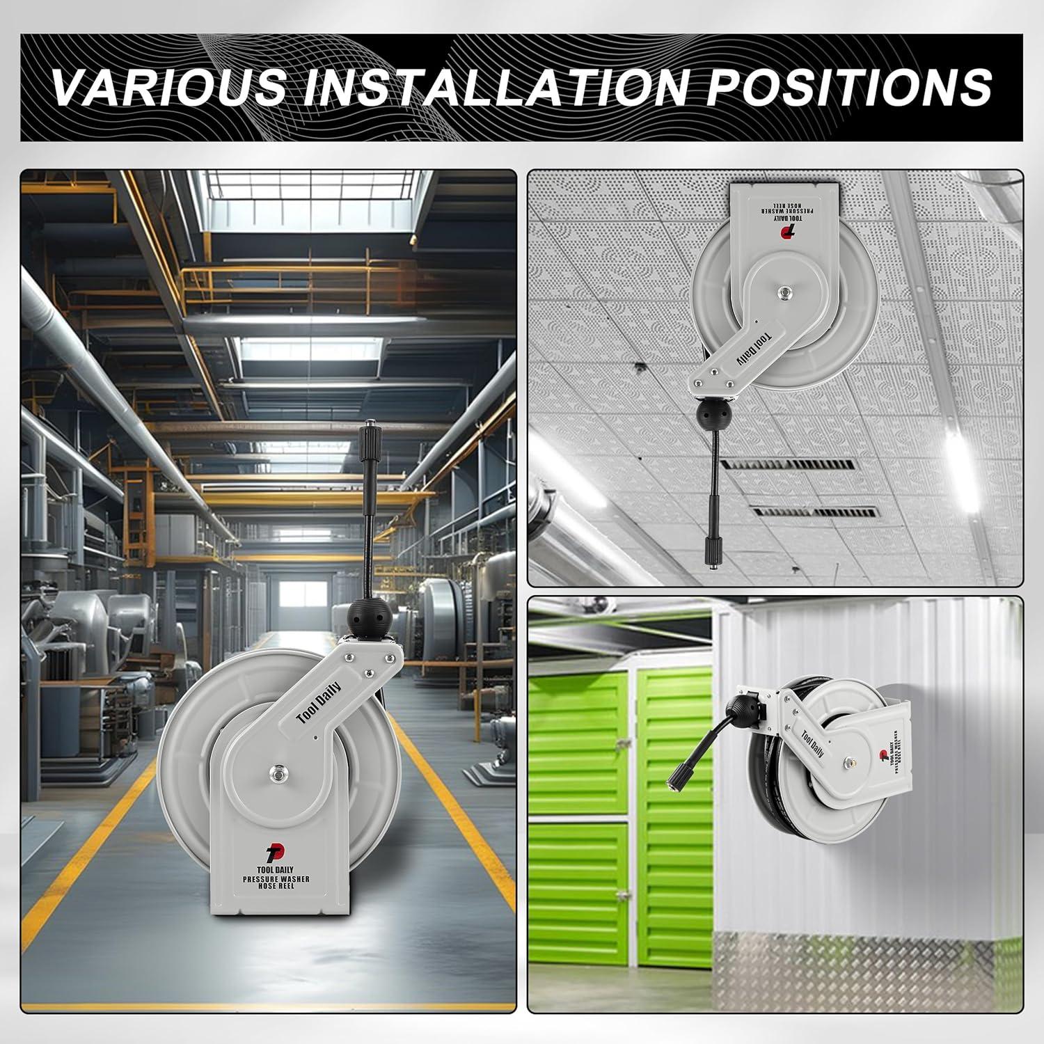 Carrete de Manguera de Presión Tool Daily 60FT Auto-Rebobinado