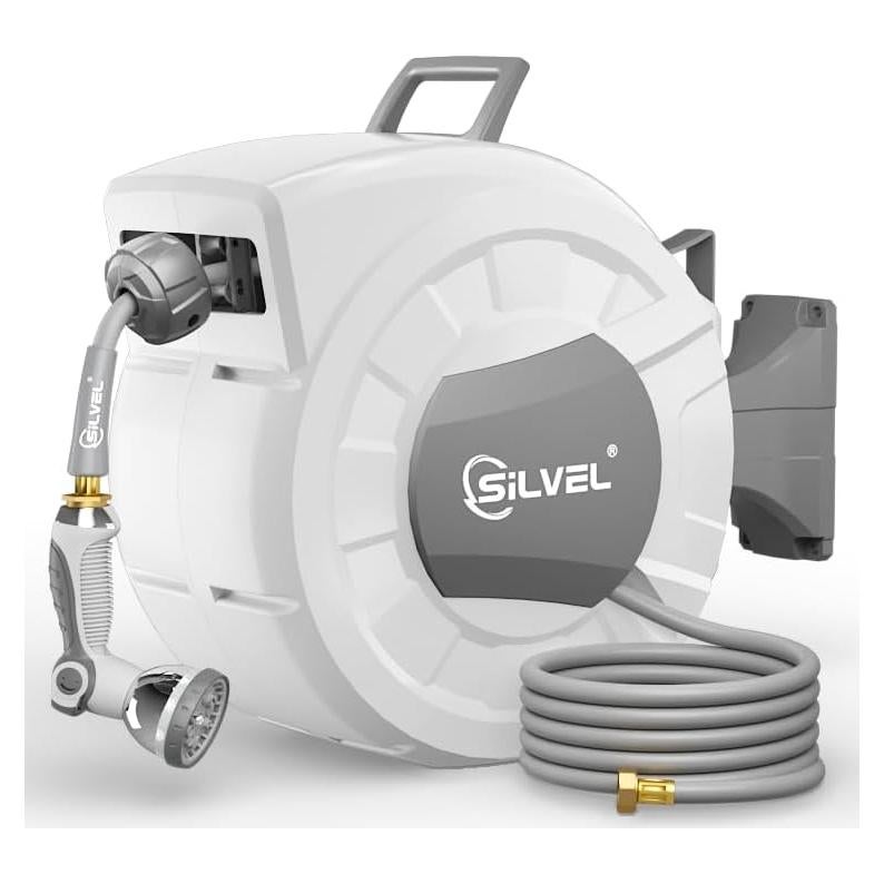 Carrete de Manguera Retráctil SILVEL 22.86 m con Boquilla 10 Patrones
