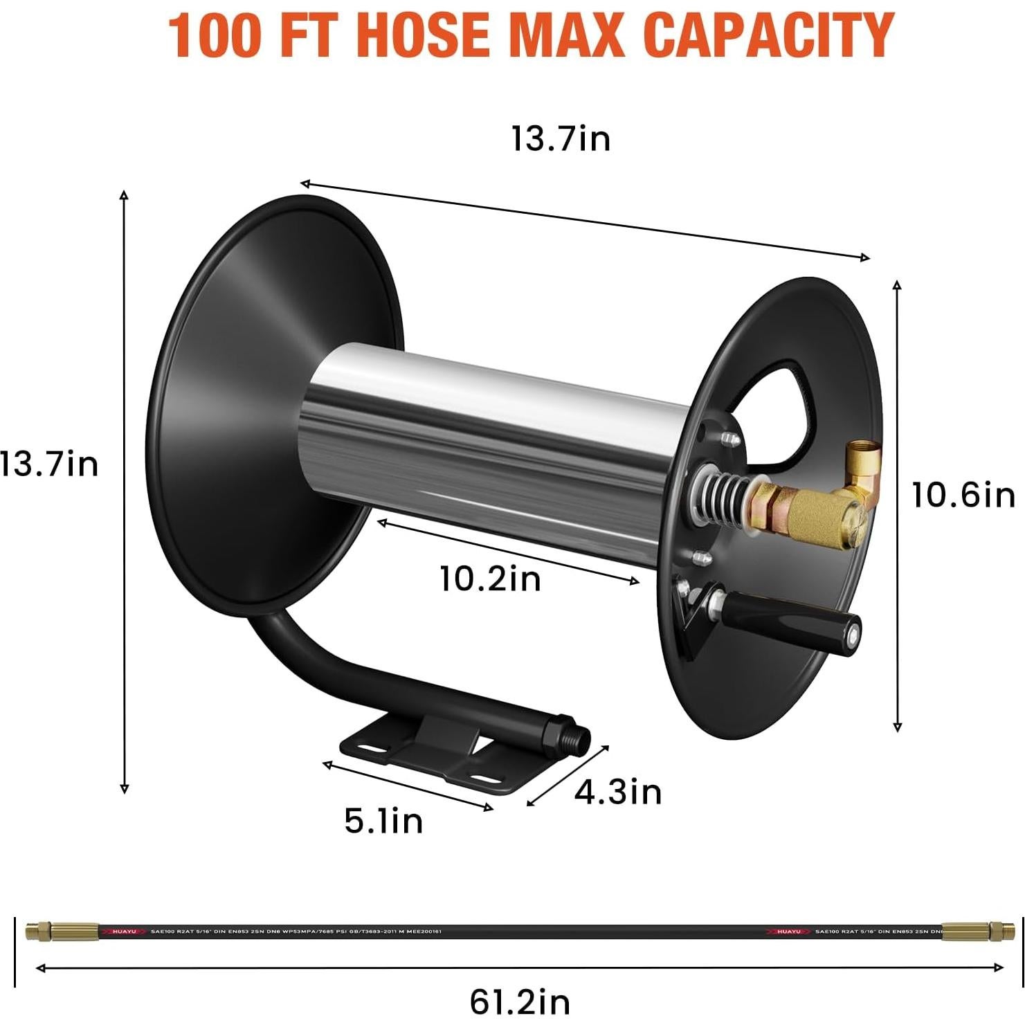 Carrete de Manguera de Alta Presión BreAro 30.48 m 4000 PSI