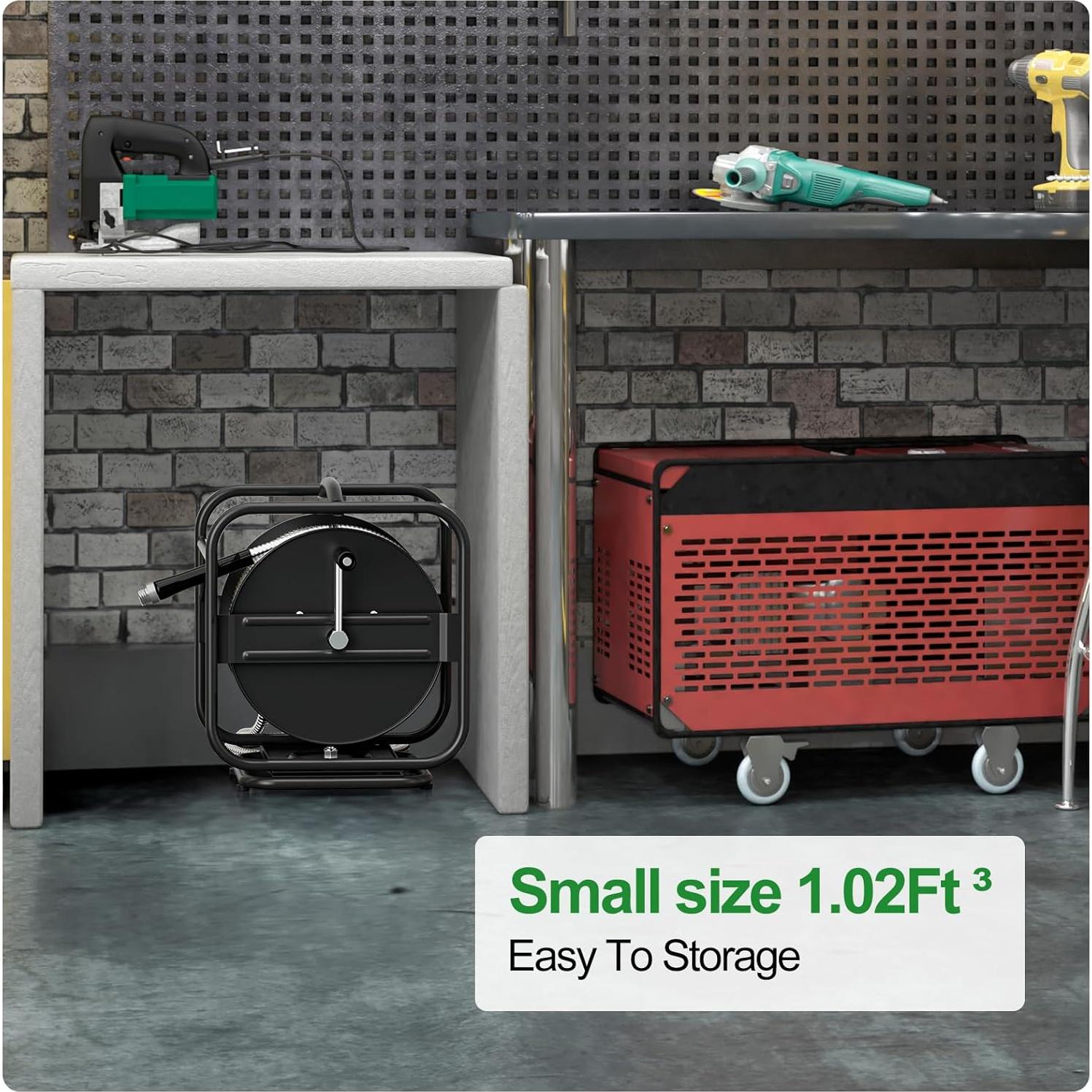 Carrete de Manguera de Jardín SPECILITE 30.48 m Metal Negro