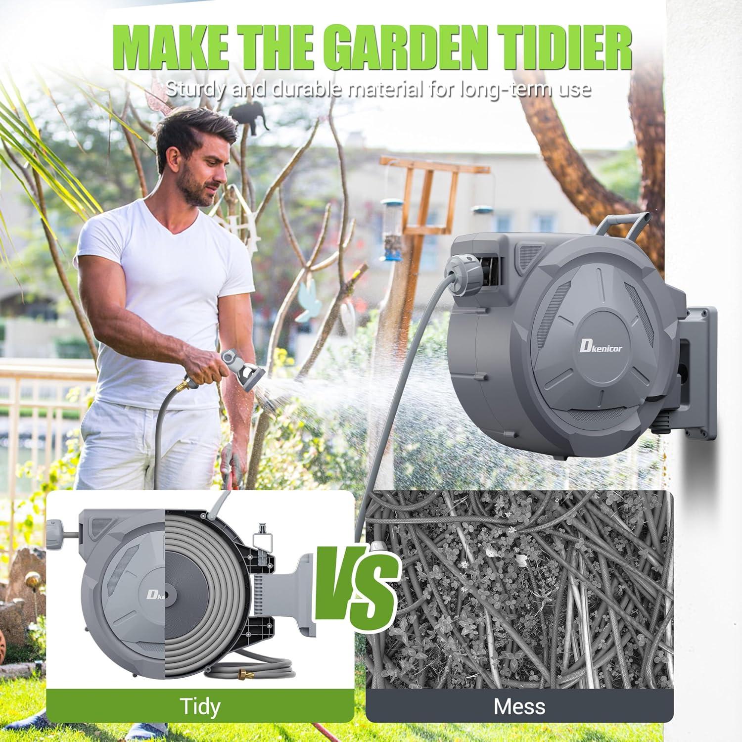 Carrete de Manguera Retráctil Dkenicor 1/2" x 45.72 m Pared