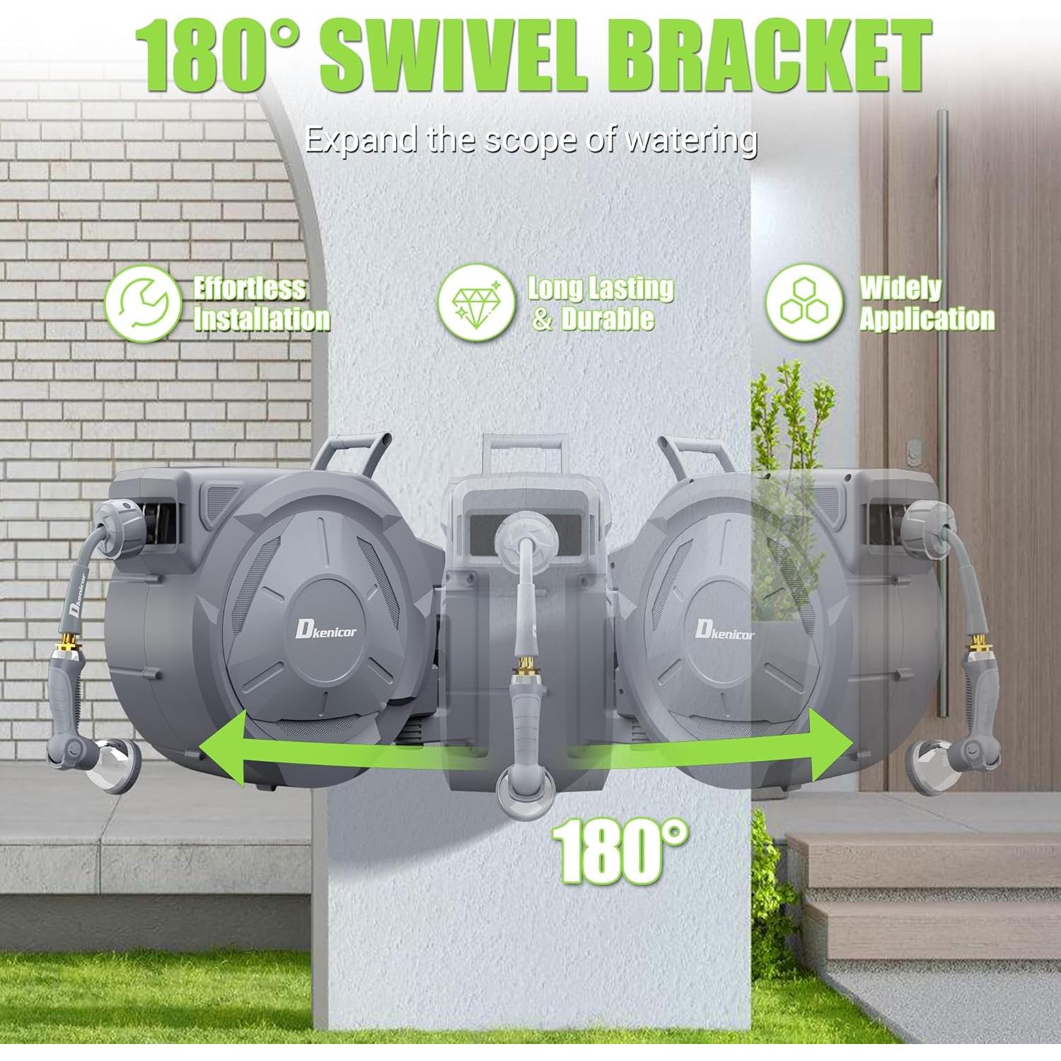Carrete de Manguera Retráctil Dkenicor 1/2" x 45.72 m Pared