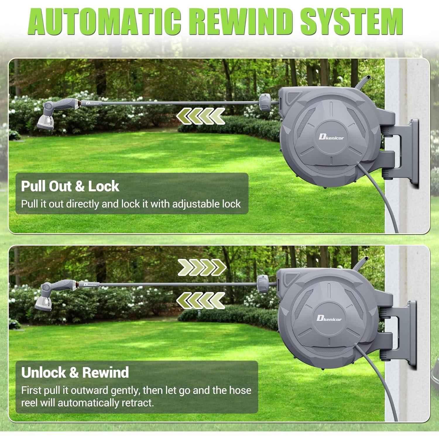 Carrete de Manguera Retráctil Dkenicor 1/2" x 45.72 m Pared