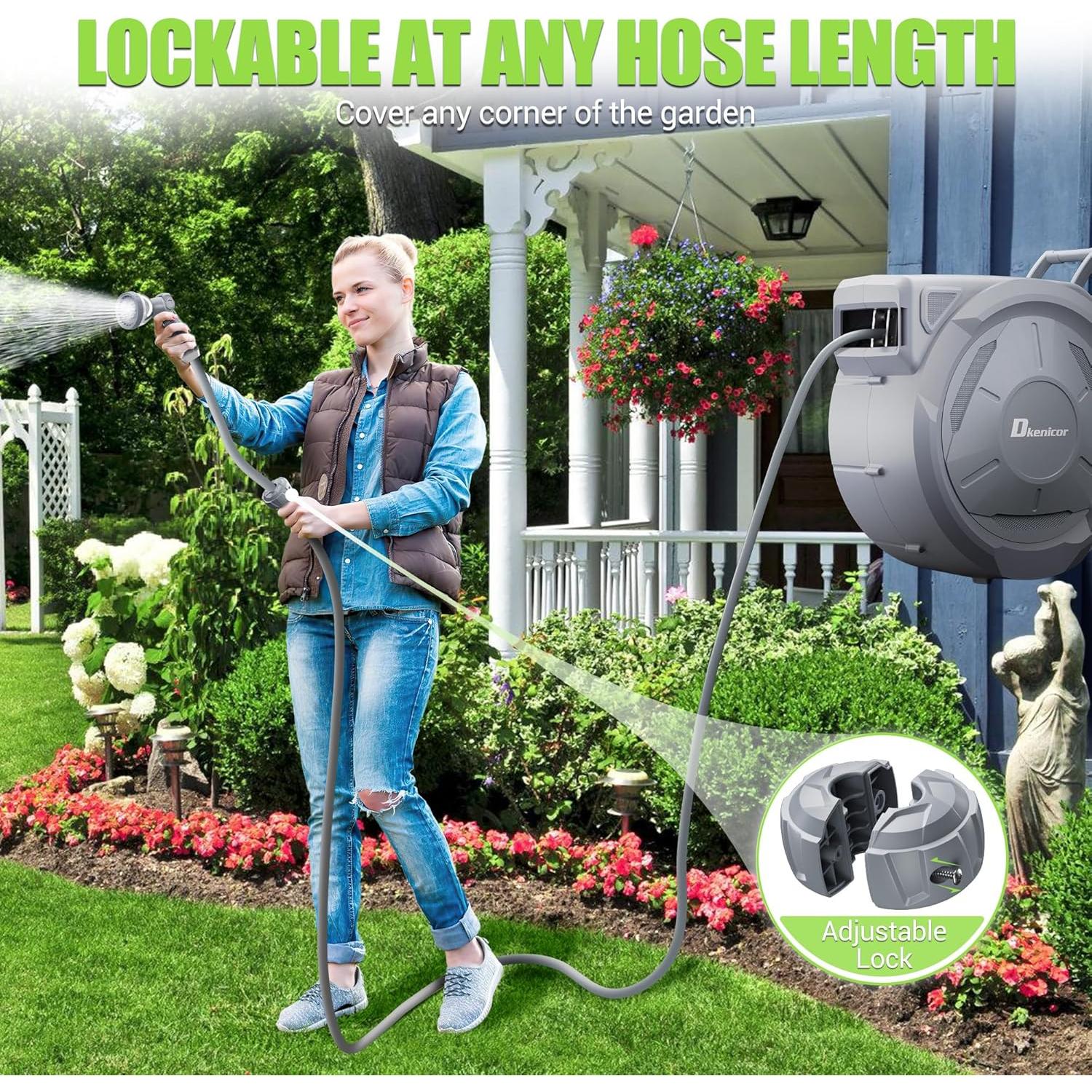 Carrete de Manguera Retráctil Dkenicor 1/2" x 45.72 m Pared