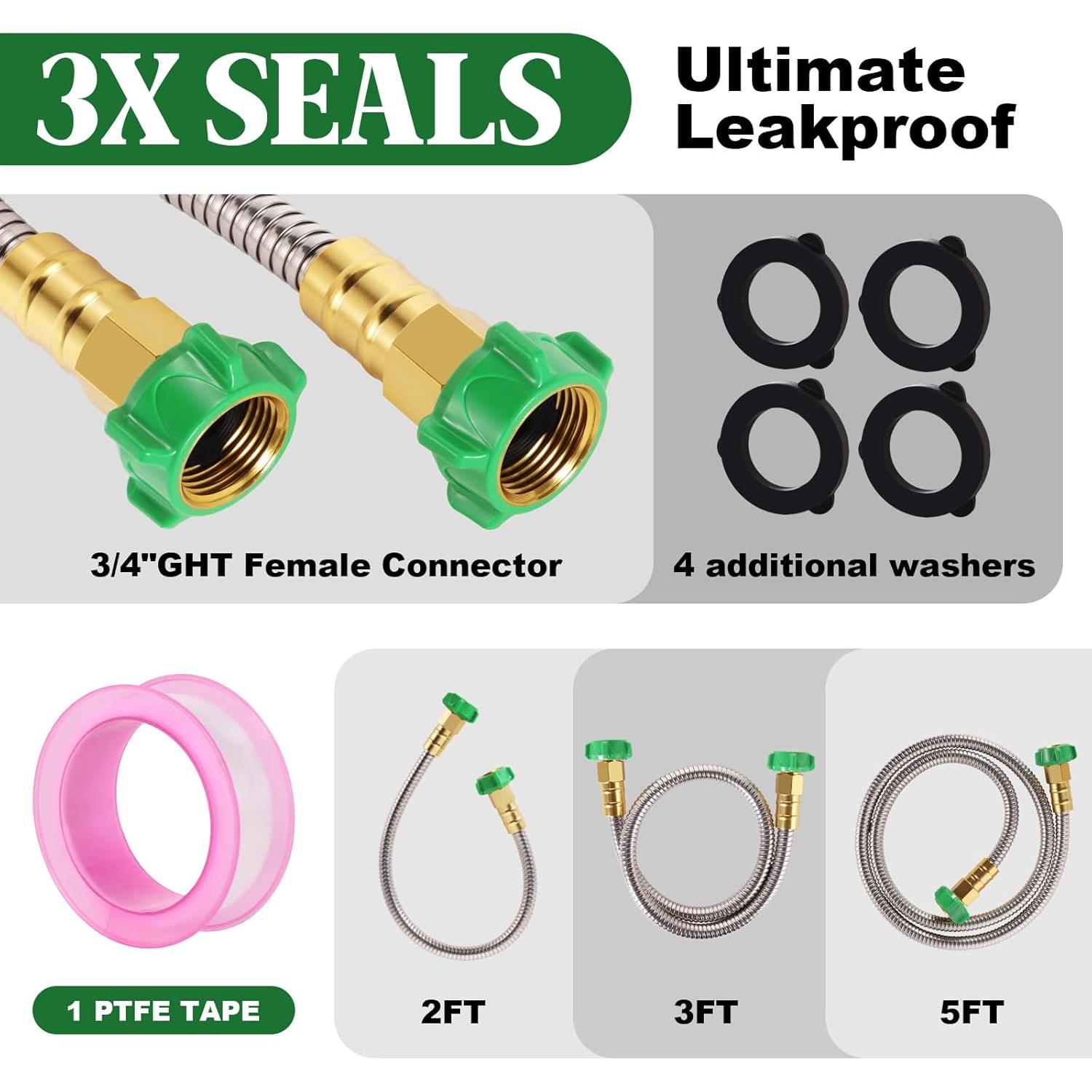 Manguera de Jardín PJT 3FT Acero Inoxidable Femenino a Femenino