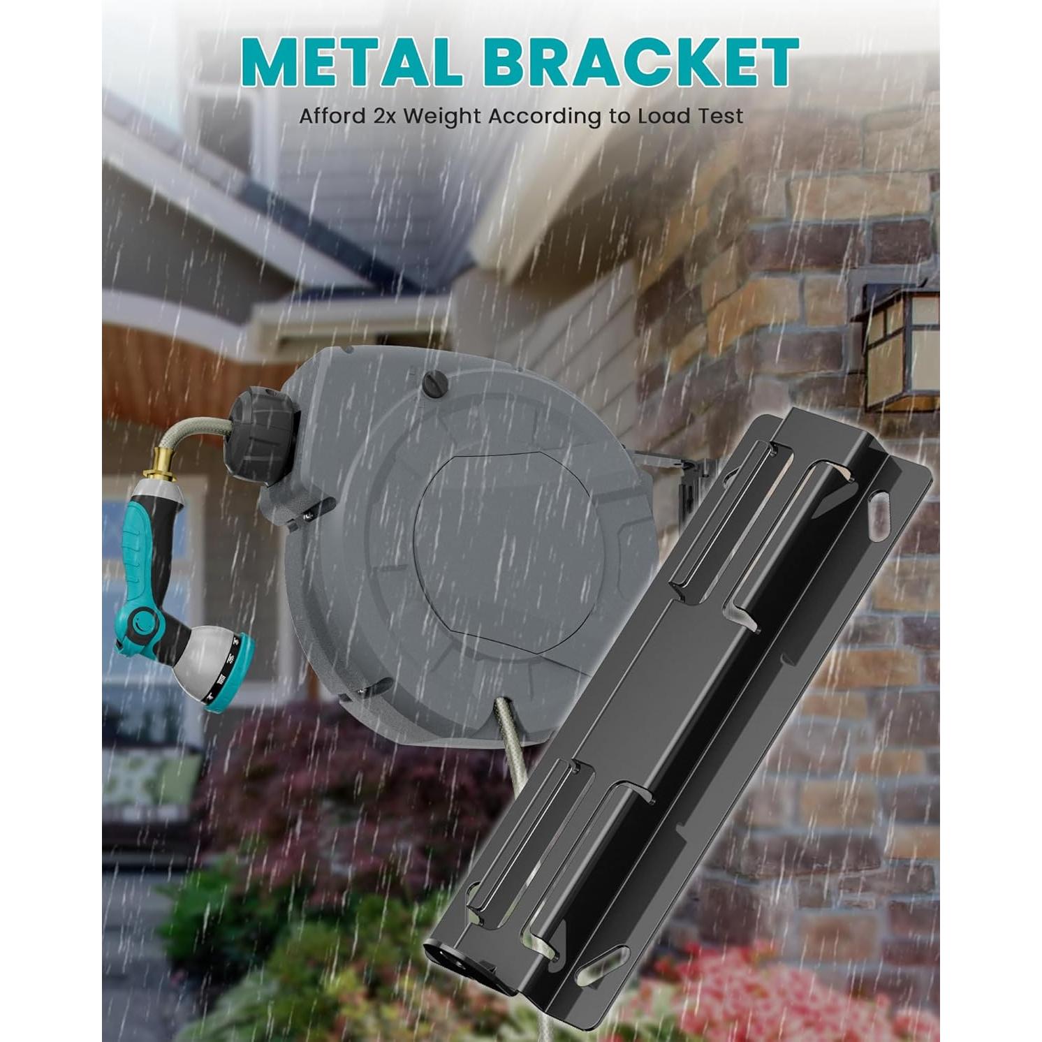 Carrete de Manguera de Jardín KUPAKY 10m Retráctil Gris