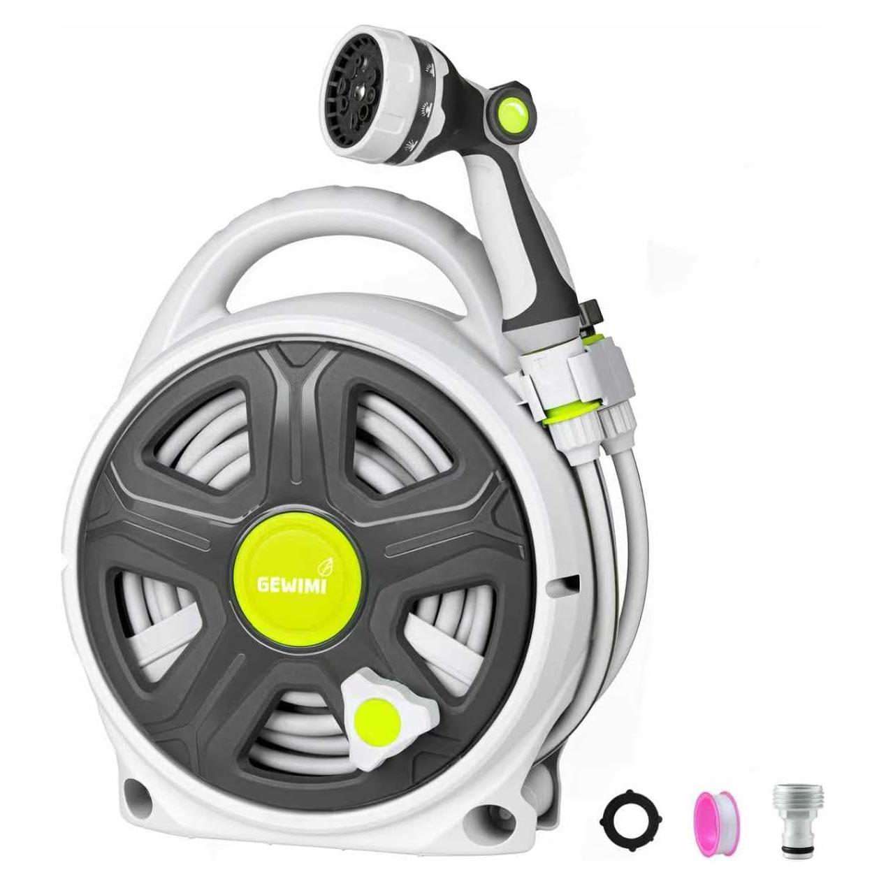 Carrete de Manguera de Jardín Retráctil 20M GEWIMI - 10 Modos de Rociado