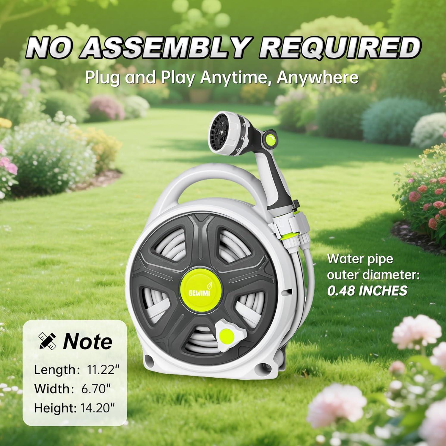 Carrete de Manguera de Jardín Retráctil 20M GEWIMI - 10 Modos de Rociado