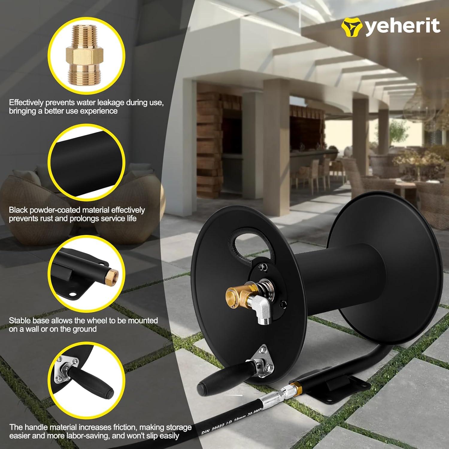 Carrete de Manguera de Alta Presión YEHERIT 30m 4000 PSI