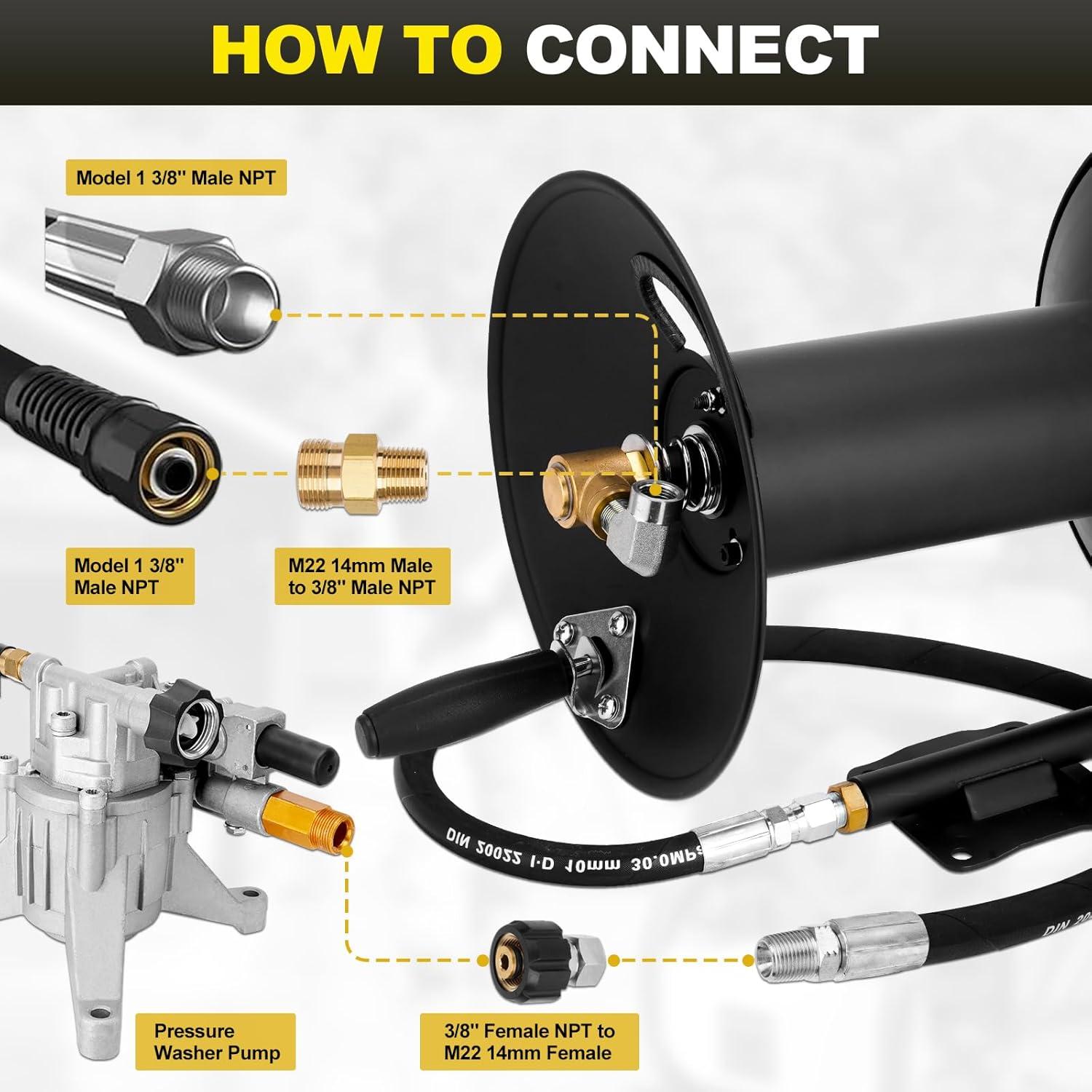 Carrete de Manguera de Alta Presión YEHERIT 30m 4000 PSI