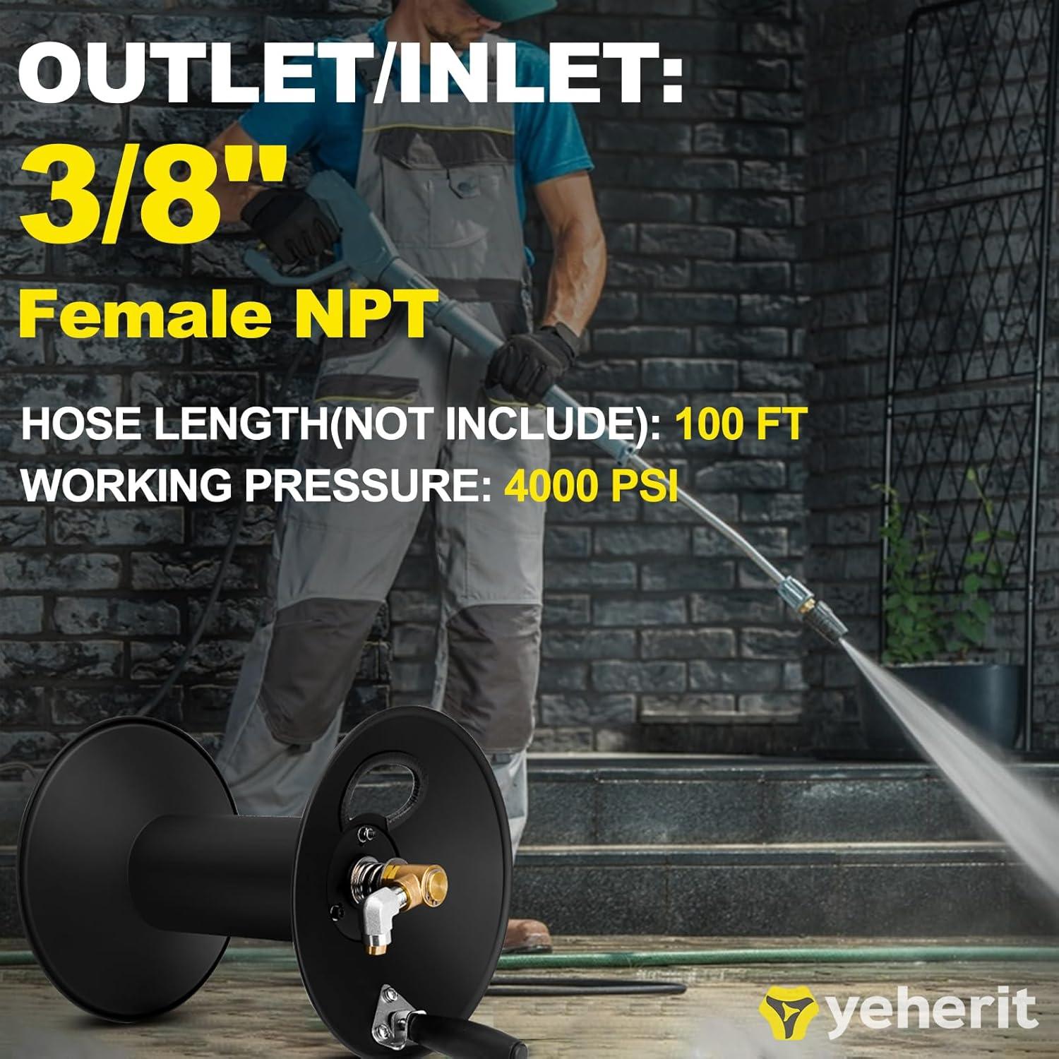 Carrete de Manguera de Alta Presión YEHERIT 30m 4000 PSI