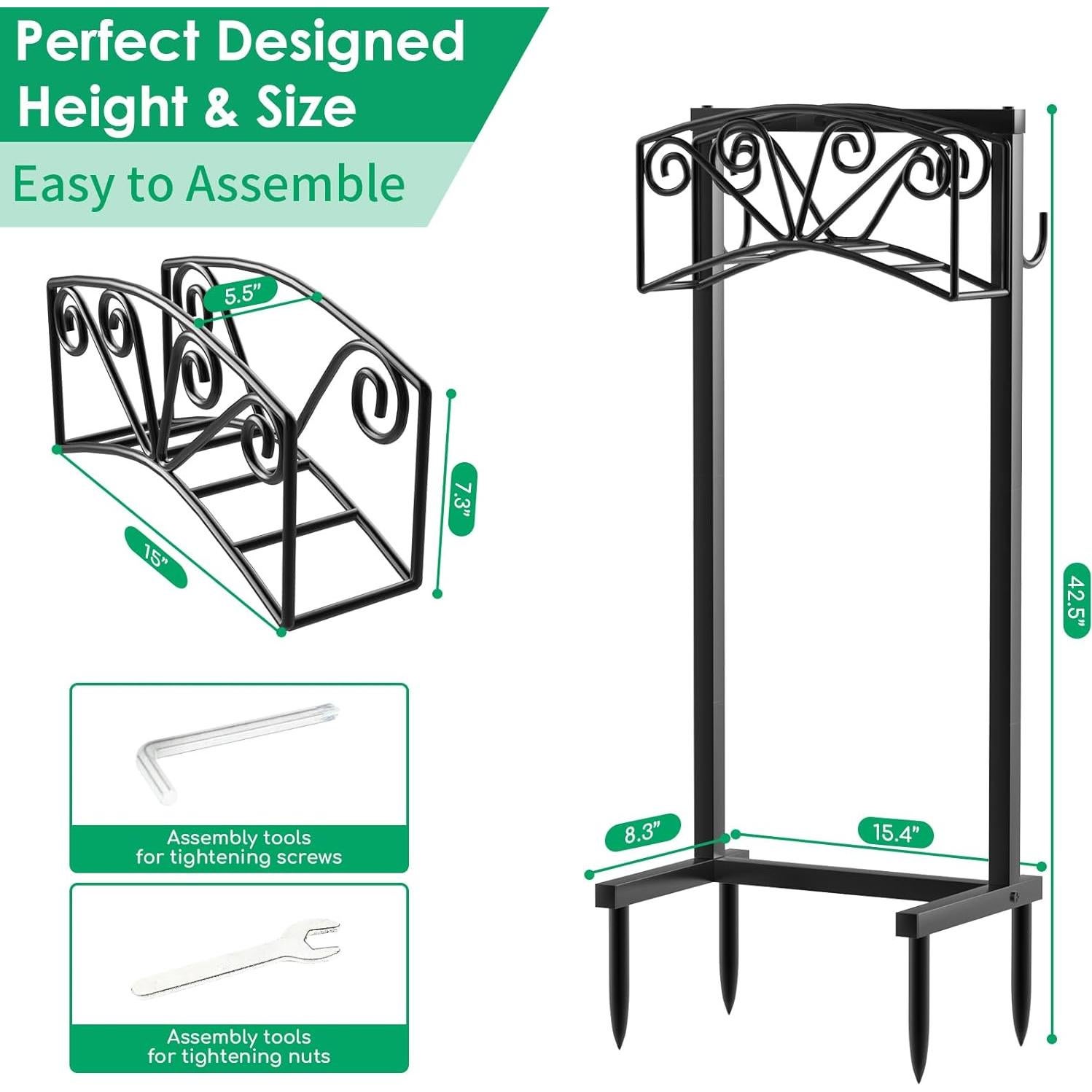 Soporte para Manguera de Jardín TomCare Metal 4 Picos 150 PIES