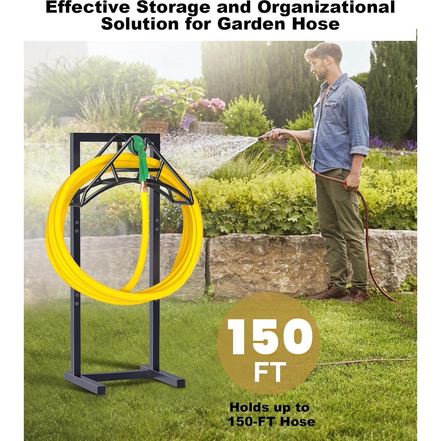 Soporte de Manguera de Jardín Artigarden 150 pies Metal Negro