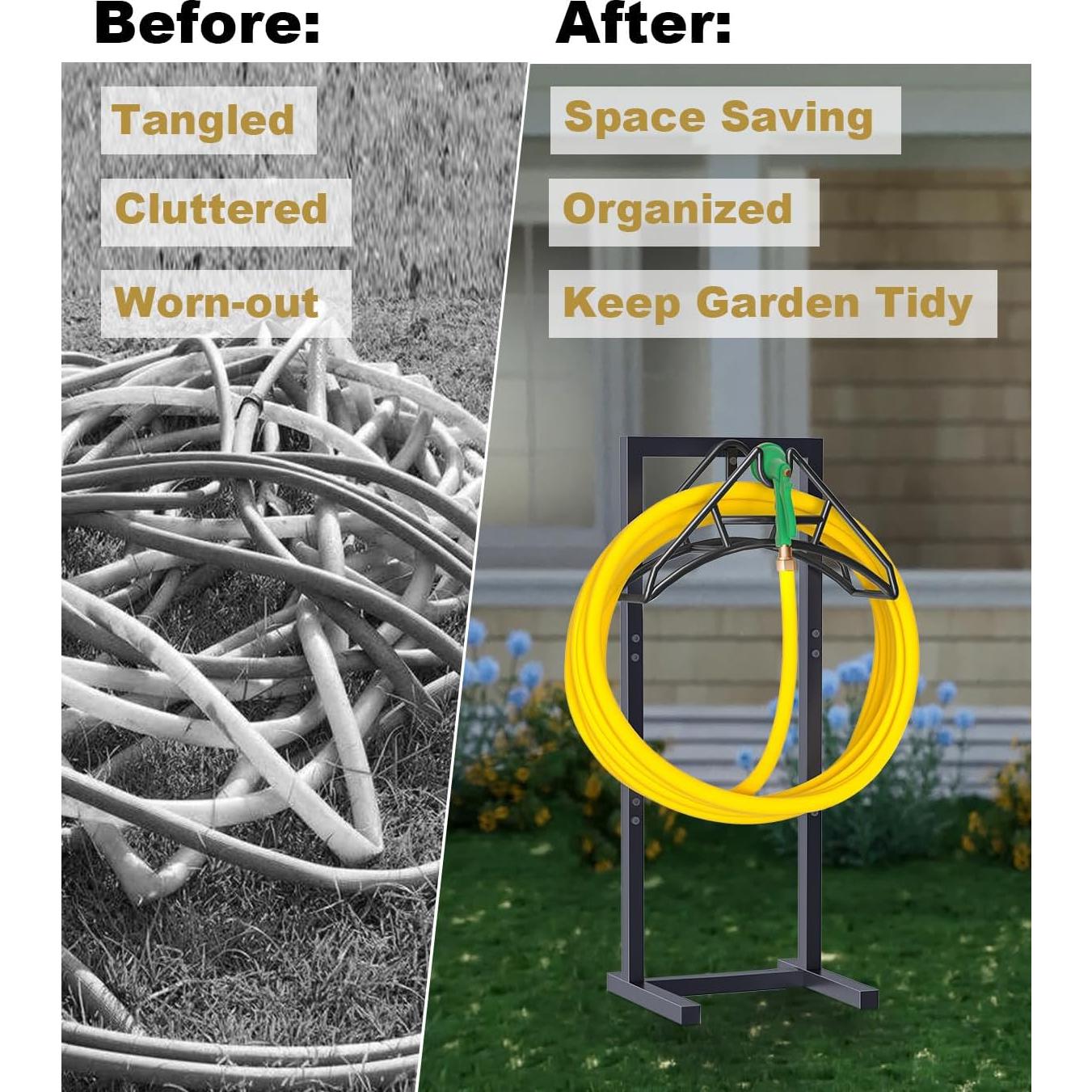 Soporte de Manguera de Jardín Artigarden 150 pies Metal Negro