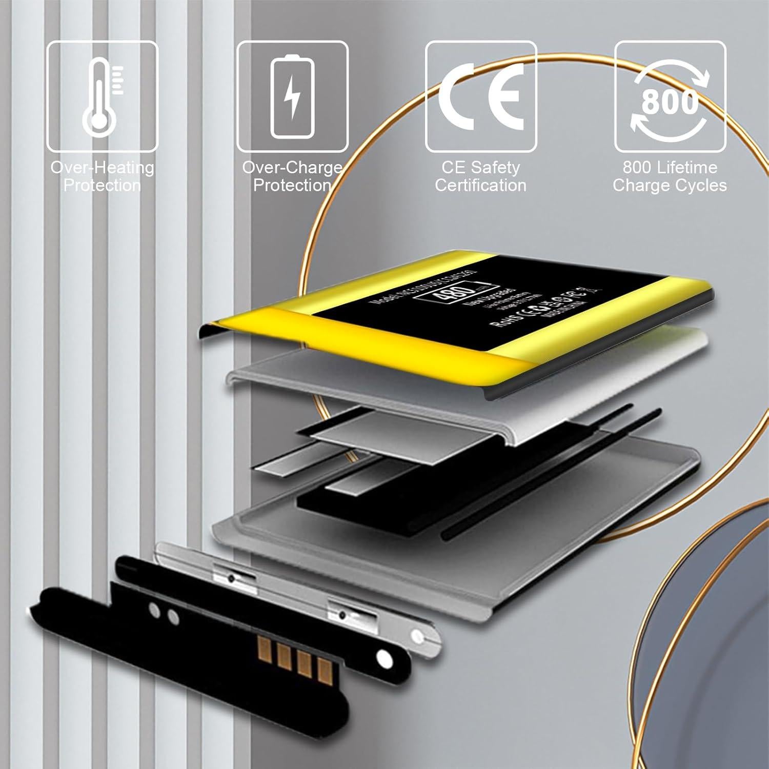 Batería de Reemplazo Nest Hello NC5100US 480mAh Li-Polímero