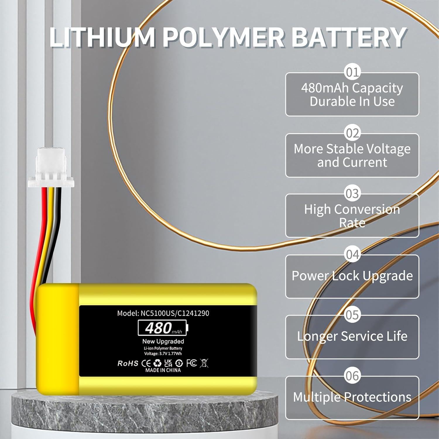 Batería de Reemplazo Nest Hello NC5100US 480mAh Li-Polímero