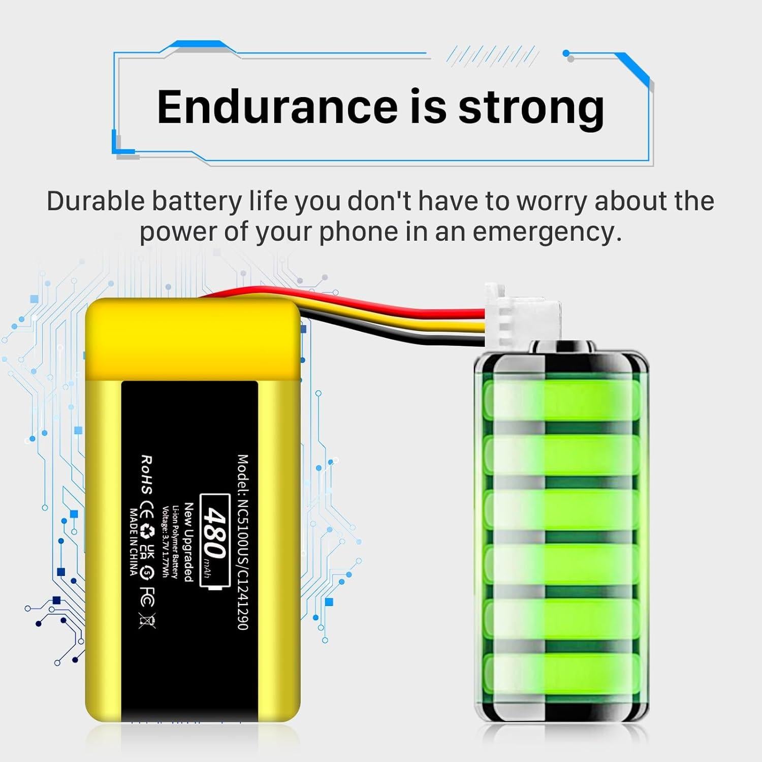 Batería de Reemplazo Nest Hello NC5100US 480mAh Li-Polímero