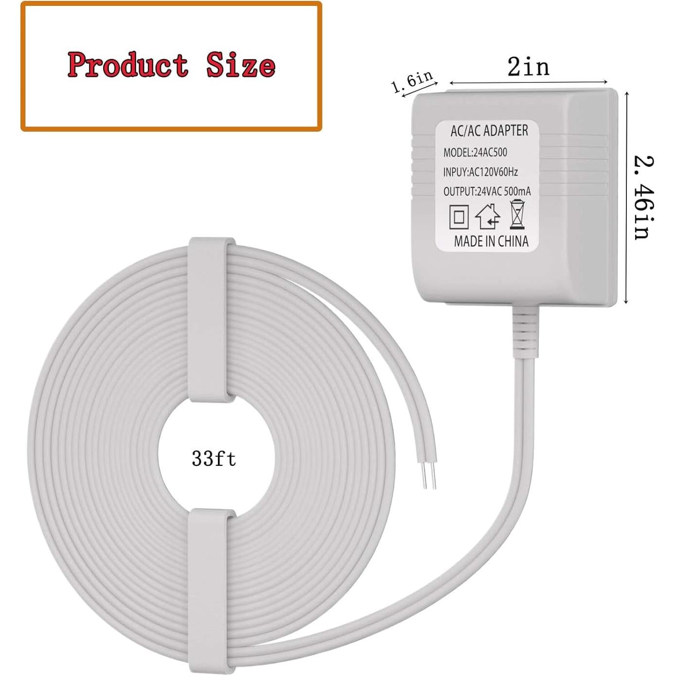 Transformador de Timbre 24V WSVOLLIS 10M Compatible con Nest y Ring