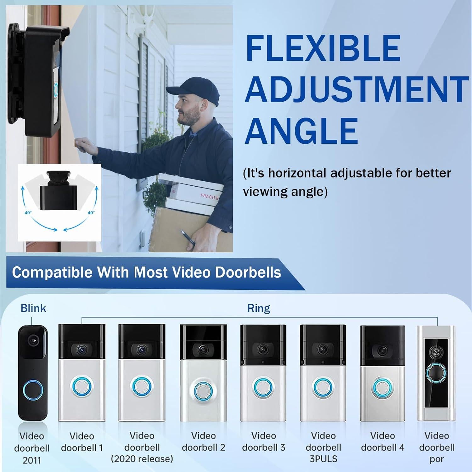 Soporte de timbre de video LTAXAF sin perforaciones 14.48x6.99cm