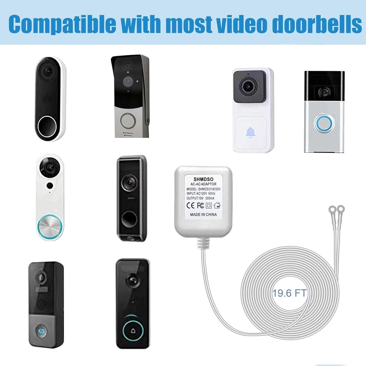 Transformador de Timbre 18V SHMDSO Adaptador 500mA 5.97m