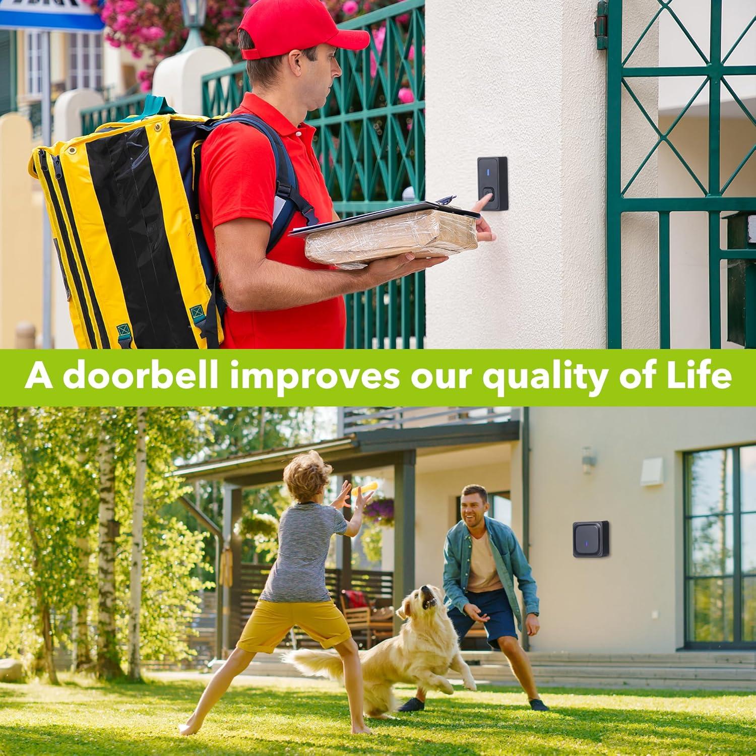 Timbre Inalámbrico BN-LINK IP55 1000Ft 58 Melodías Negro