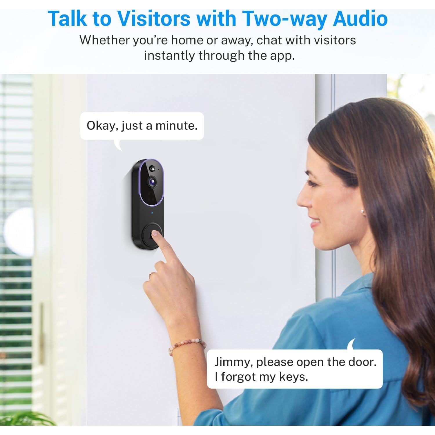 Cámara Timbre Video Inalámbrica 1080p NUMLAKE con IA