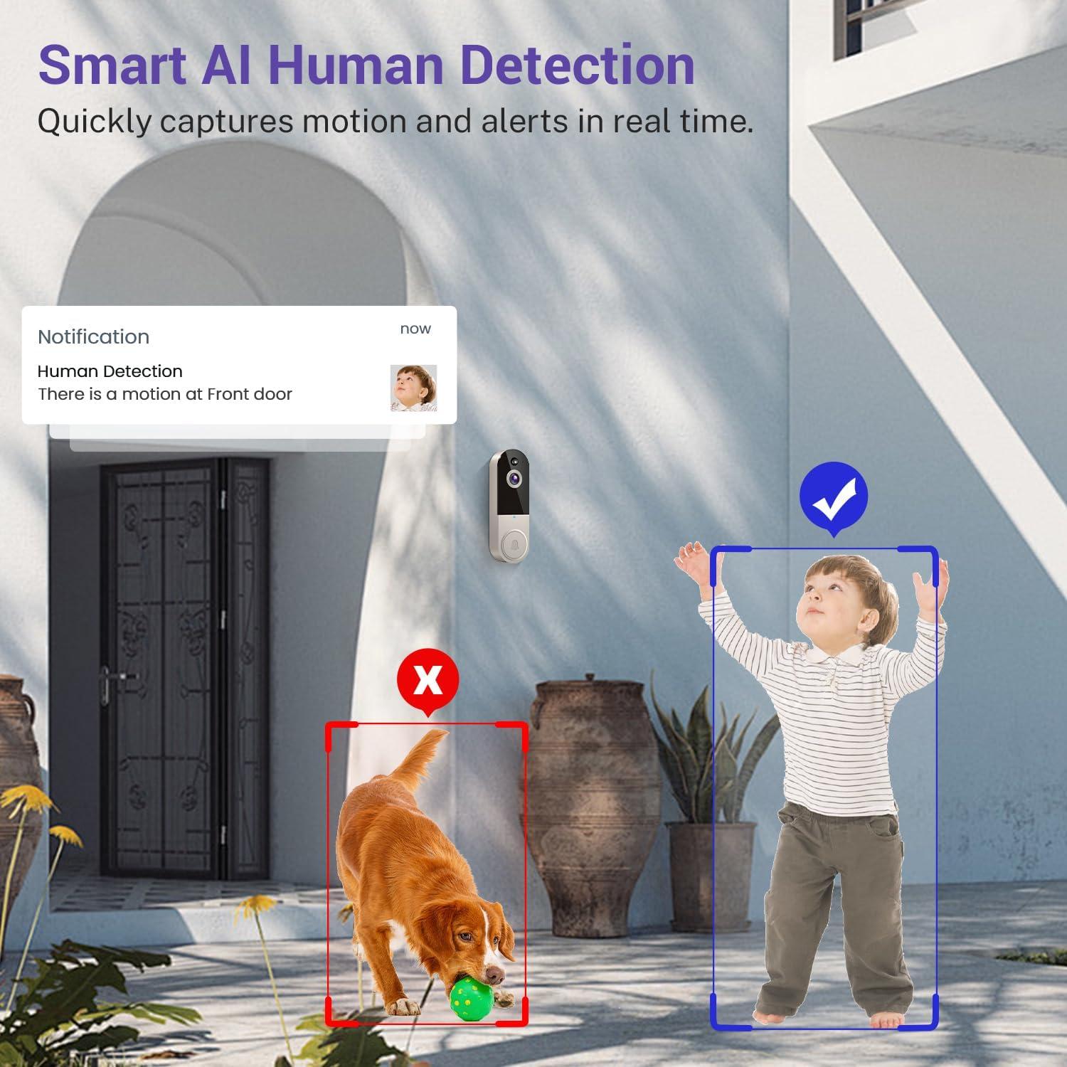 Cámara de Timbre de Video 1080P BoilNano Inalámbrica con Visión Nocturna