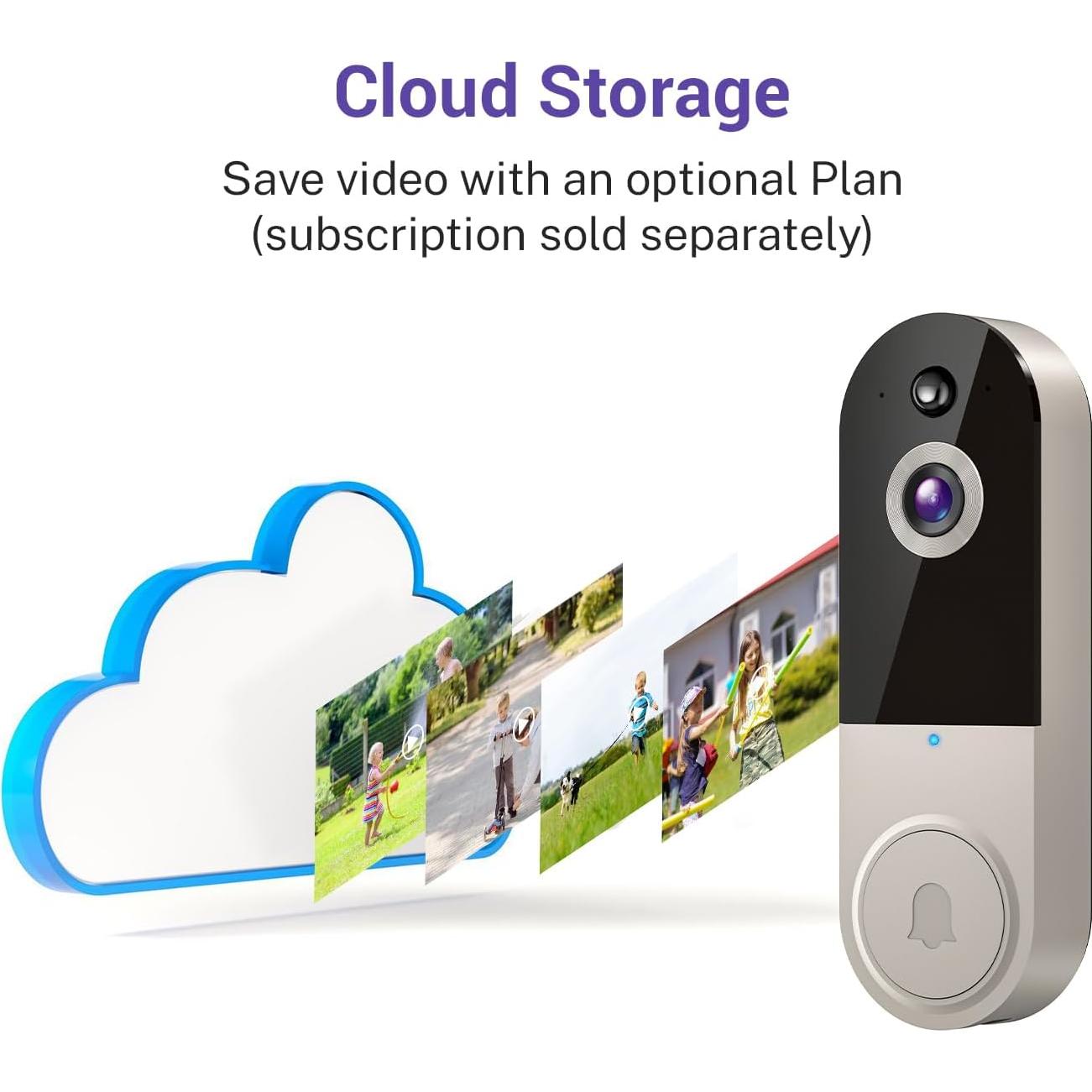 Cámara de Timbre de Video 1080P BoilNano Inalámbrica con Visión Nocturna