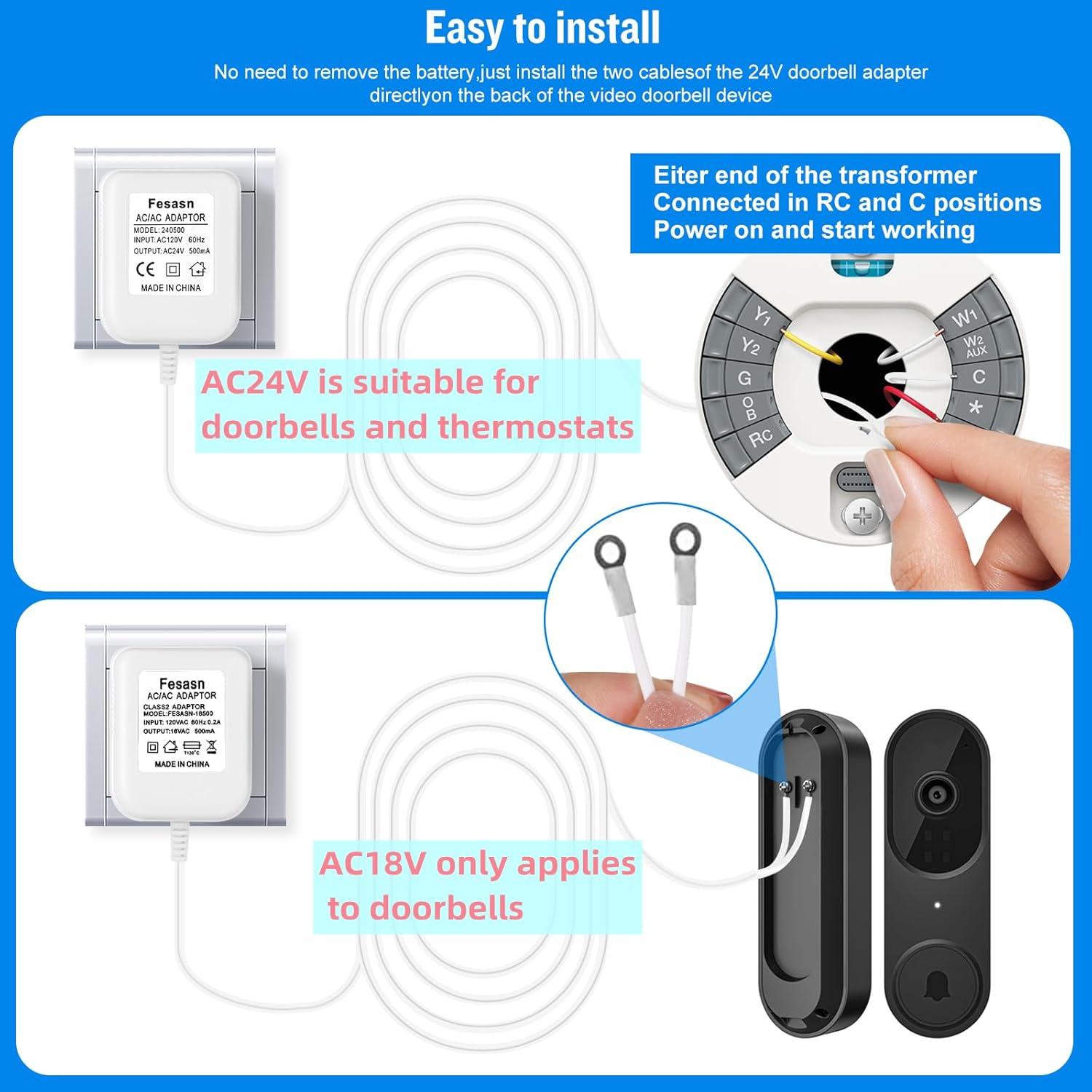 Adaptador de Corriente 18V Fesasn para Timbres Ring y Nest - 5m