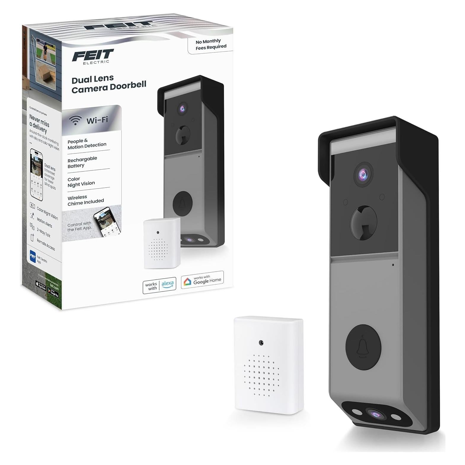 Timbre Inalámbrico Inteligente Feit Electric con Cámara HD 1080p