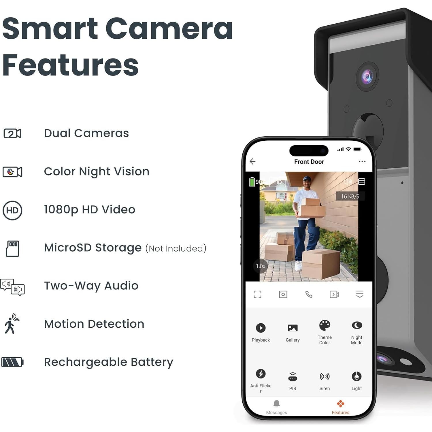 Timbre Inalámbrico Inteligente Feit Electric con Cámara HD 1080p