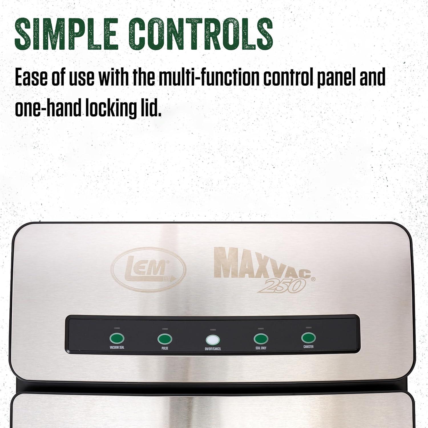 Sellador al Vacío LEM MaxVac 250 Acero Inoxidable 220W