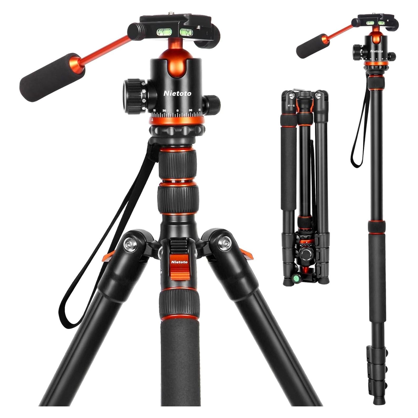 Trípode 172 cm Nietoto Naranja con Cabezal de Bola CNC