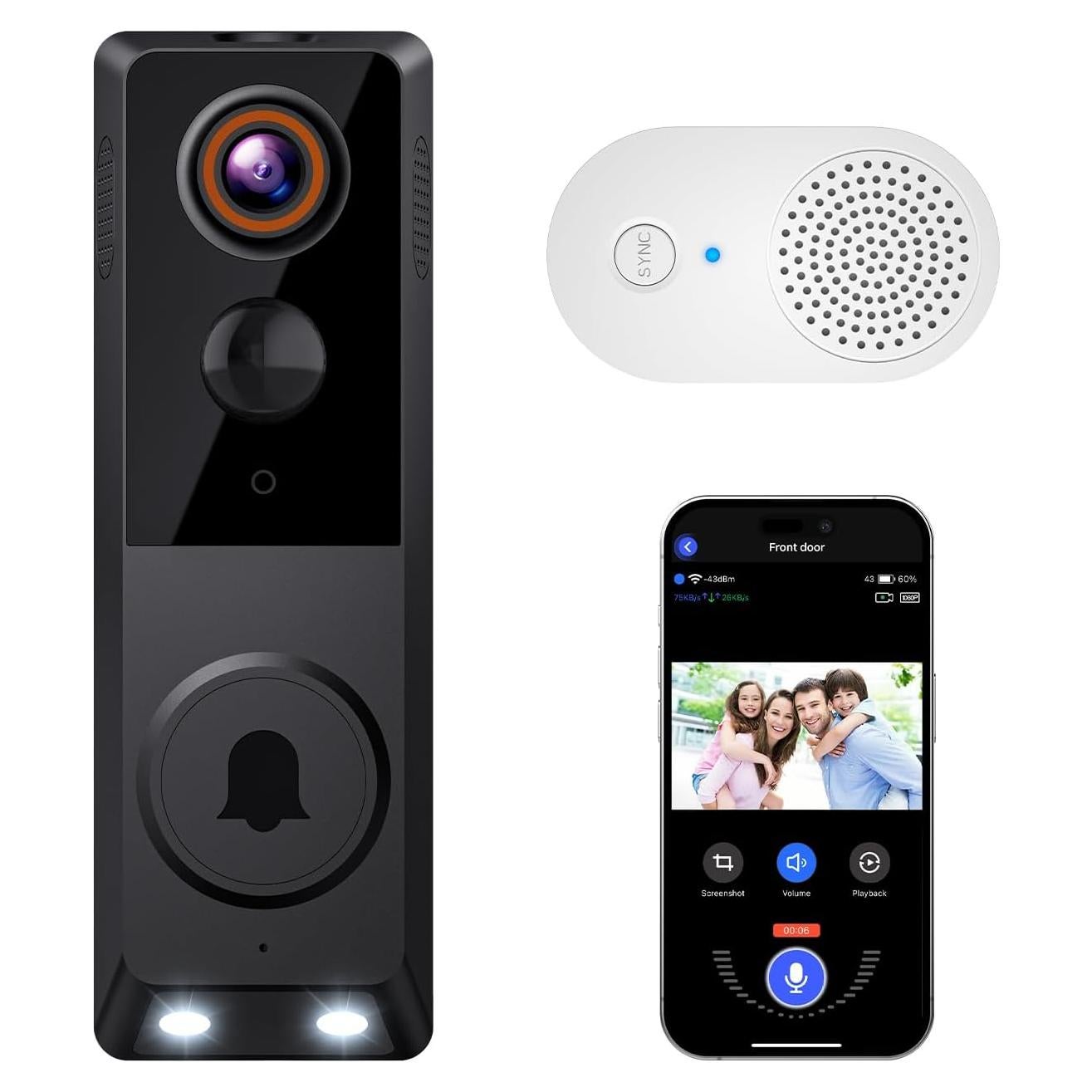 Cámara de Timbre Inteligente SearByte G50A 1080P Wi-Fi