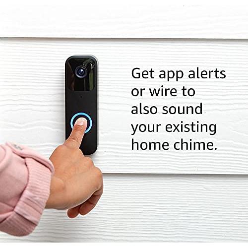 Like-New Blink Video Doorbell (2023 release), Two-way audio, HD video, motion and chime app alerts and Alexa enabled — wired or wire-free (Black)