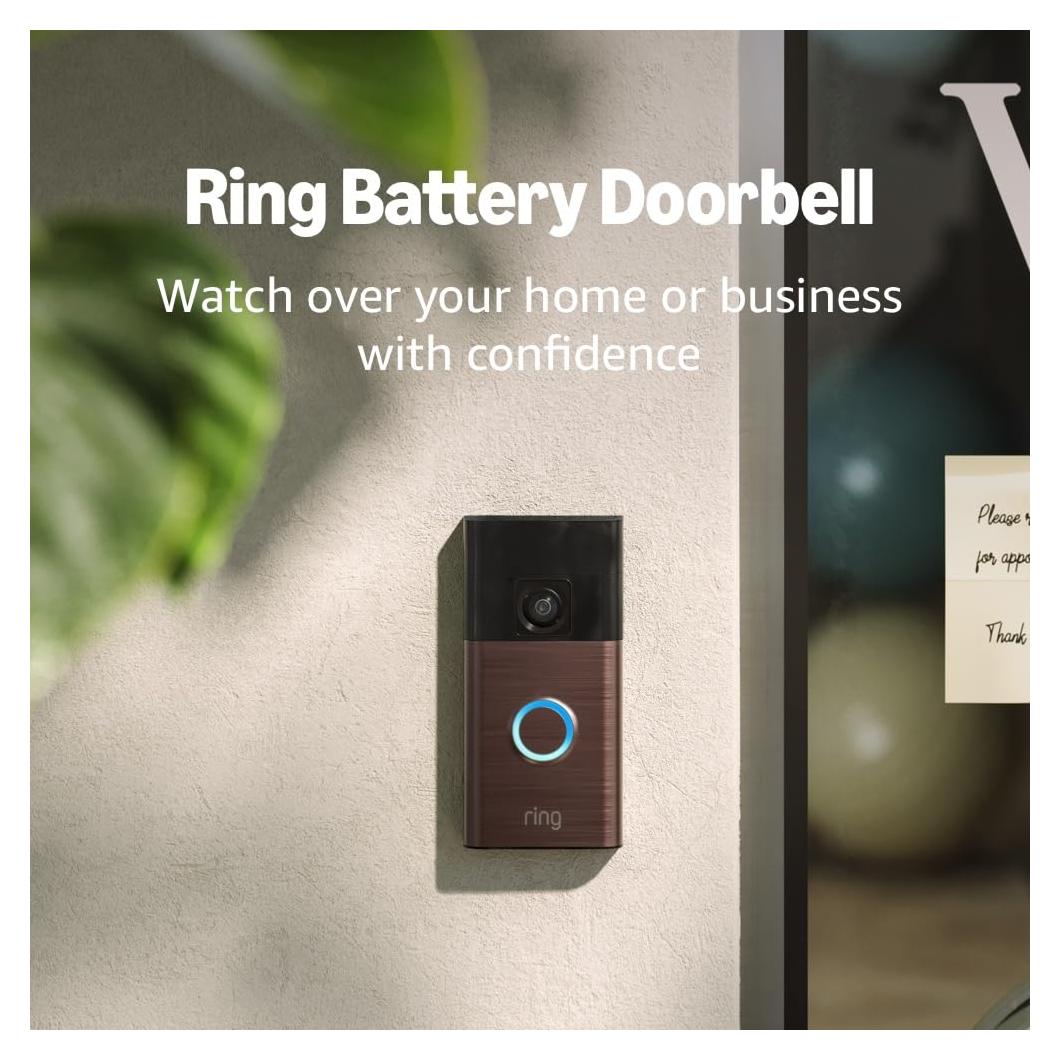 Like-New Ring Battery Doorbell | Home or business security with Head-to-Toe Video, Live View with Two-Way Talk, and Motion Detection & Alerts (newest model), Venetian Bronze
