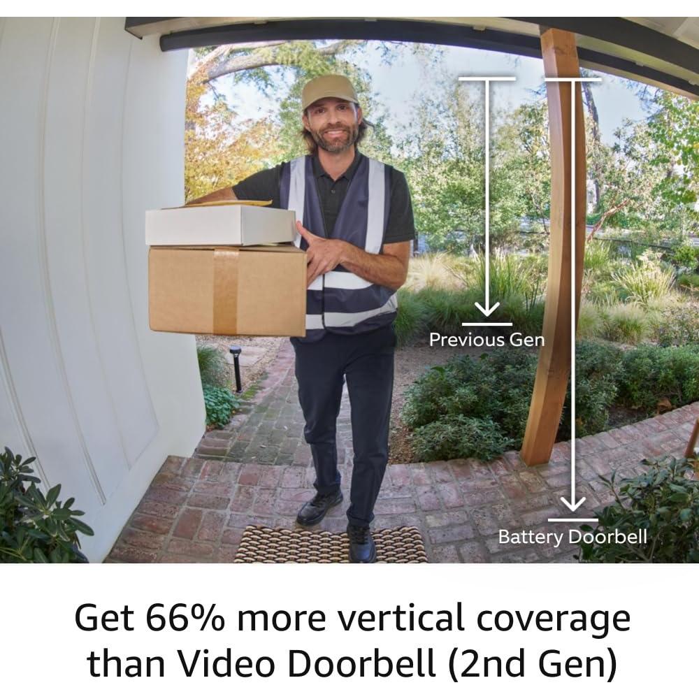 Like-New Ring Battery Doorbell | Home or business security with Head-to-Toe Video, Live View with Two-Way Talk, and Motion Detection & Alerts (newest model), Venetian Bronze