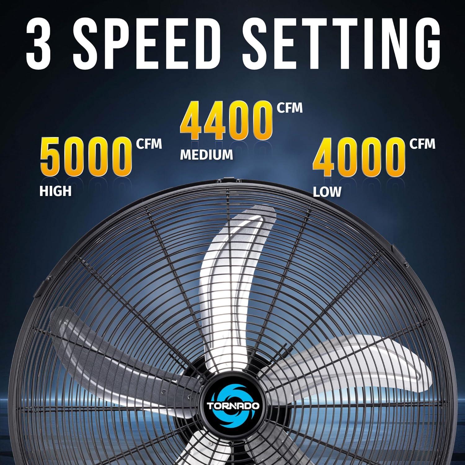 Ventilador de pedestal Tornado 20" - 5000 CFM, 3 velocidades, 1/6 HP