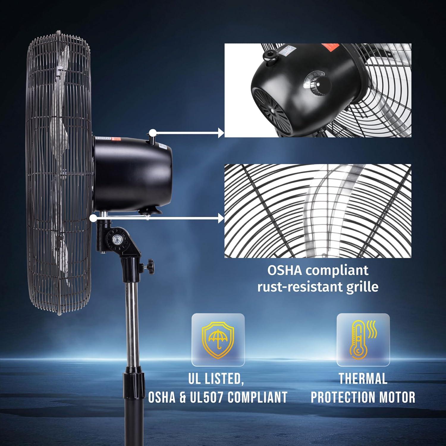 Ventilador de pedestal Tornado 20" - 5000 CFM, 3 velocidades, 1/6 HP