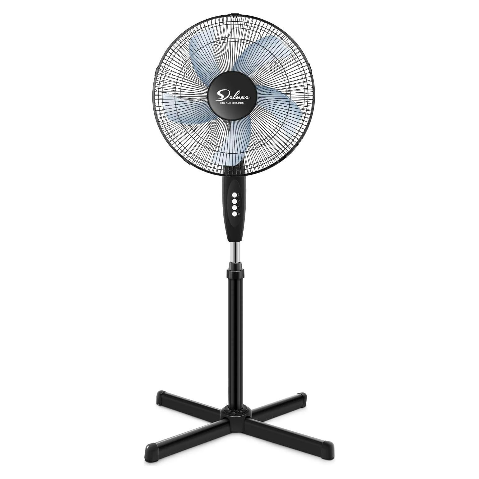 Ventilador de pedestal oscilante Simple Deluxe 16" 3 velocidades negro