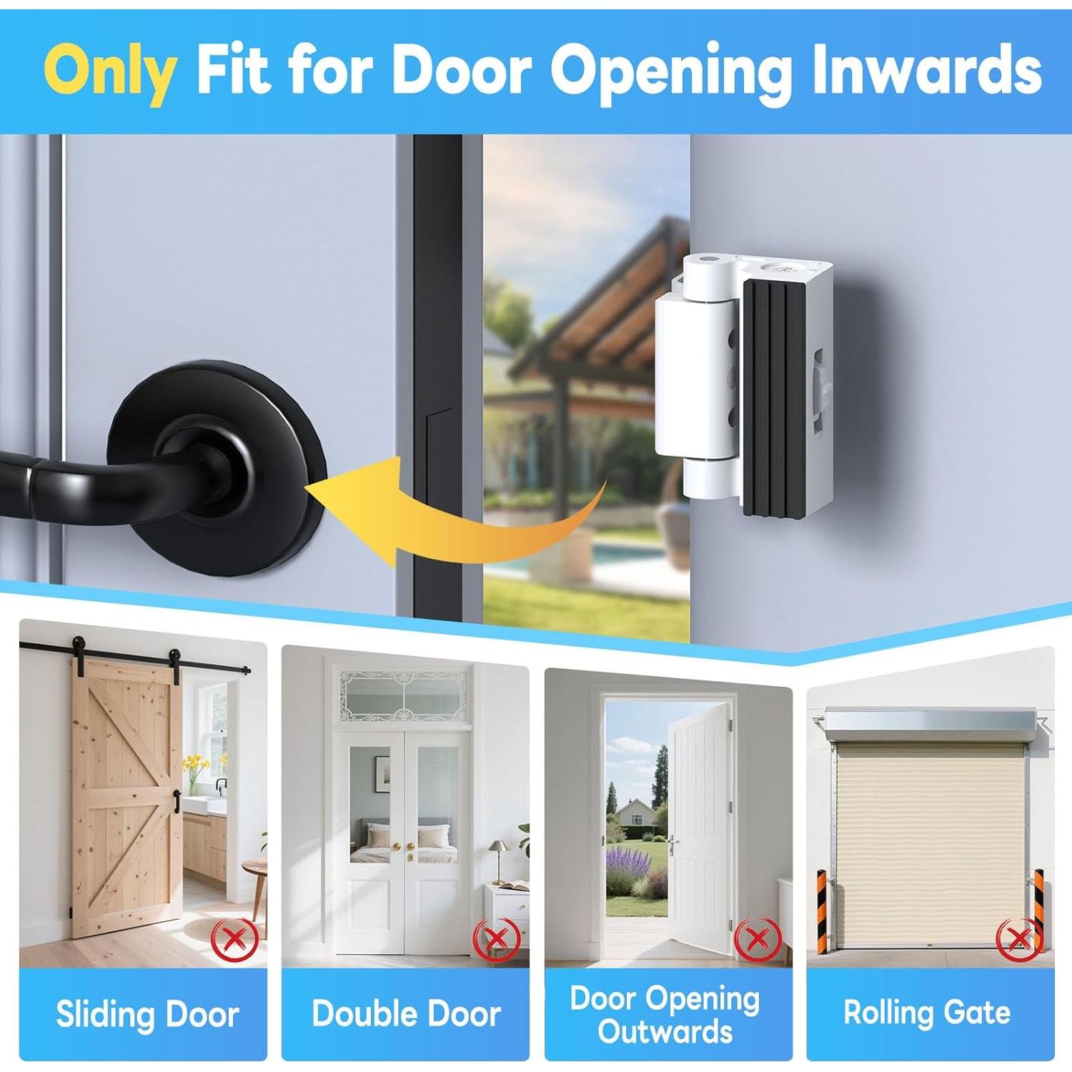 Cerradura de refuerzo portátil Mixizigoz blanca - 363 kg